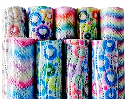 Crystal Rainbow Circle Reliéfní design Umělá kůže pro výrobu tašek řemesla