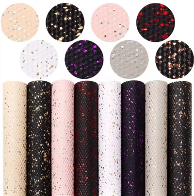 Zlatá foliovaná geometrická embosovaná PVC umělá kůže